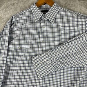 Wrangler Western Shirt Mens XL Tall Blue Checkered Pearl Snap